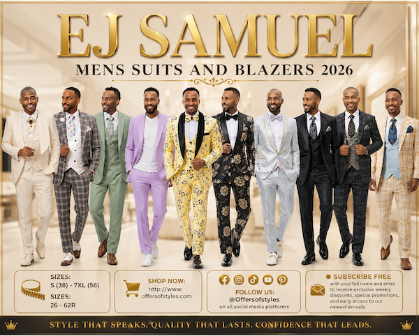 EJ Samuel Mens Suits And Blazers 2026
